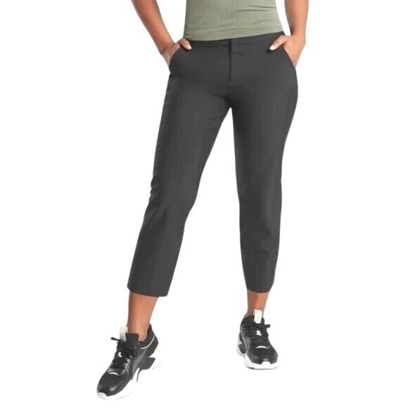 Athleta Stellar Straight Crop Pants Womens Black Stretch Size 8 - Picture 3 of 13